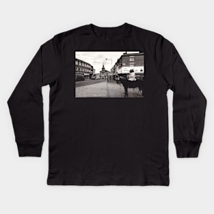 Police horse on duty during a football match - Burslem, Stoke on Trent, UK, 1996 Kids Long Sleeve T-Shirt